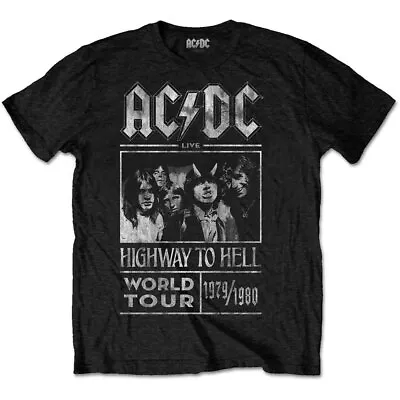 Buy AC/DC Unisex T-Shirt: Highway To Hell World Tour 1979/1980 - Black Cotton • 17.99£