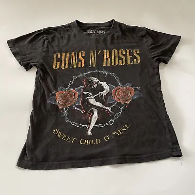 Buy Guns N Roses T-Shirt Women's XS Short Sleeve Crew Neck Graphic Tee WORN Distress • 7.72£