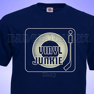 Buy Vinyl Junkie Record And Music Lovers Mens T-Shirt Real Retro DJ S  NEW  • 12.38£
