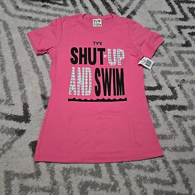 Buy TYR Women's Shut Up & Swim T-Shirt Pink Crew Neck S/S Shirt Size S New • 9.46£