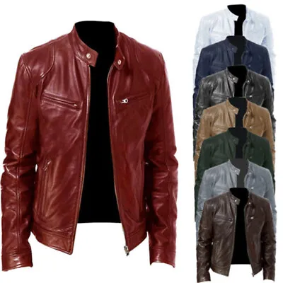 Buy Leather Jacket Biker Jacket Outerwear Cardigan Motorcycle Coat Plus Size Zip Up • 30.90£