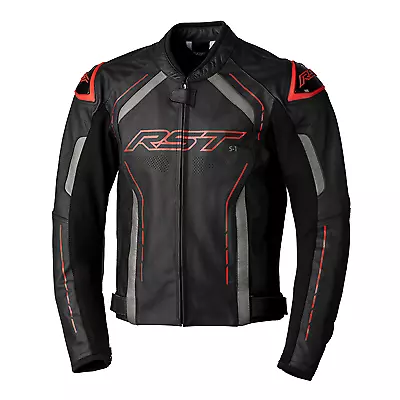 Buy RST S1 Mens Leather Motorcycle Jacket - Blk/Gry/Red UK 44 L • 249.99£