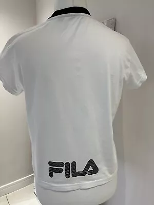 Buy Fila T-Shirt Size M (12-14) White & Black Short Sleeves Ladies • 8.99£