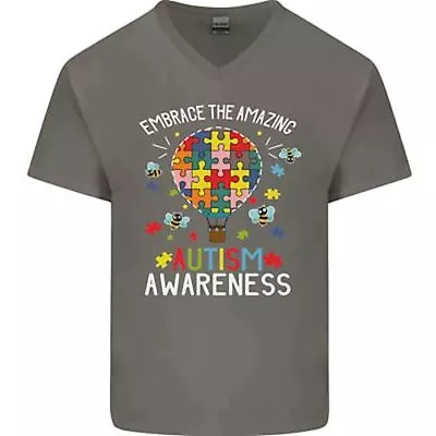 Buy Embrace The Amazing Autism Autistic ASD Mens V-Neck Cotton T-Shirt • 11.99£