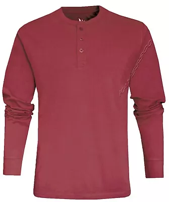 Buy Mens Henley Plain Long Sleeve Jersey Grandad Neck T-shirt Top Causal M - 3XL • 9.95£