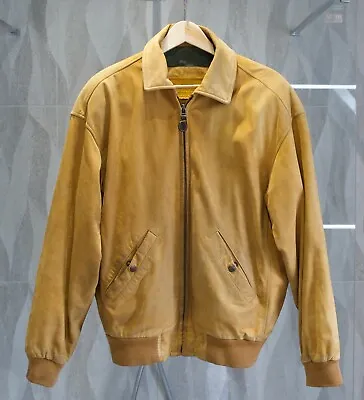 Buy Timberland VTG 90s Leather Jacket Brown Tan Bomber Cow Hyde Weathergear M • 45£
