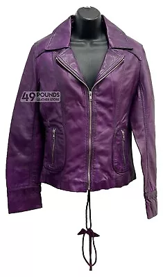 Buy Ladies Real Leather Jacket Fashion Biker Motorcycle Style Napa Leather 9822 • 41.65£