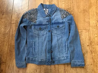 Buy Women’s The Ragged Priest Punk Silver Stud Blue Denim Jacket Size Small • 15£
