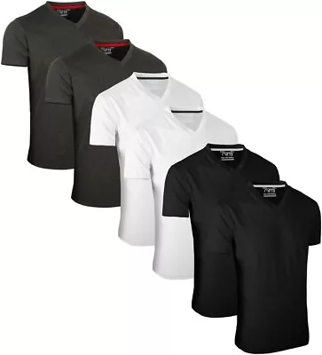 Buy Men's Tech 6 Pack Assorted Short-Long Sleeve, Casual Top T-Shirts With V-Neck SM • 24.99£