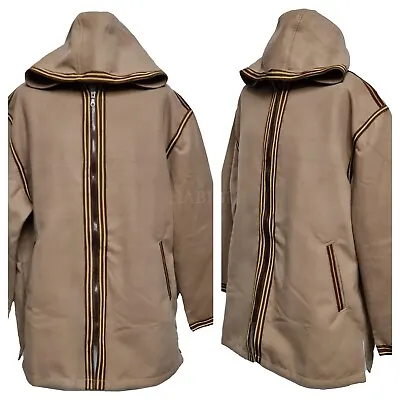 Buy Unisex Moroccan Hooded Cashmere Wool Blend Winter Baja Jerga Jacket Beige • 69.99£