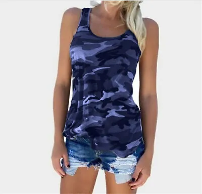 Buy Womens Camouflage Vest Tank Tops Ladies Sleeveless Casual Camo Camisole T-Shirt • 9.29£