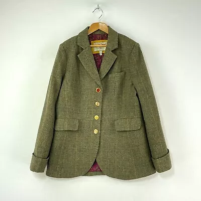Buy Joules Melbury Tweed Jacket Womens 12 14 Green Wool Check Country Hacking Blazer • 49£