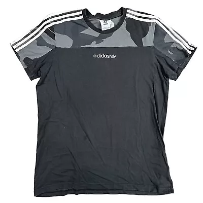 Buy Adidas Originals T-Shirt Camouflage Centre Logo Short Sleeve Black Mens XL • 11.99£