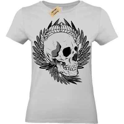 Buy Skull Biker Punk Metal Goth Rock Alternative Cool T-Shirt Womens Ladies Top • 11.95£