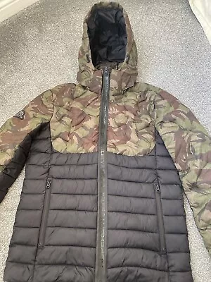 Buy Superdry Radar Mix Quilt Fuji Jacket Black And Camouflage Size XS • 21.50£