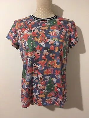 Buy Disney Mickey Mouse T-Shirt Xmas Womens Size M 10/12 • 7£