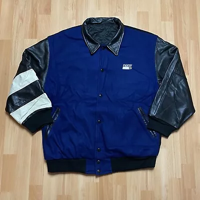 Buy Vintage Identity Inc Pepsi Letterman Varsity Jacket Size XL Blue Leather 80s 90s • 99.99£