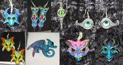 Buy Dragon Jewellery Lapel Pin Earring Pendant Necklace Gothic Game Of Thrones Pagan • 9£