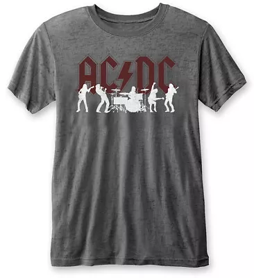 Buy AC/DC Silhouettes Grey Burnout T-Shirt OFFICIAL • 15.19£