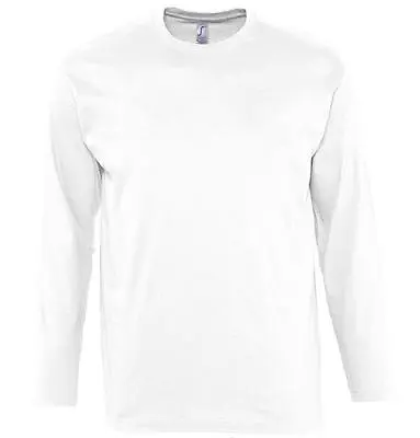 Buy Long Sleeve Cotton GREY GREEN RED BLUE ORANGE T-Shirt Tee Shirt S-XXXL + 4XL+5XL • 7.50£