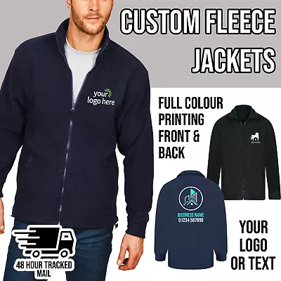 Buy Custom Fleece Jacket Business Logo Personalised Printed Workwear Unisex UK Mens • 23.06£