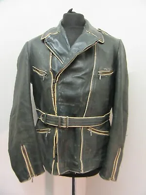 Buy Vintage 50's German Leather Motorcycle Jacket Size Uk M • 69£