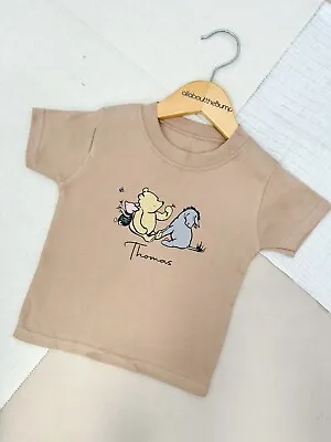 Buy Personalised Classic Winnie The Pooh Cotton T-shirt | Brown, Blue, Pink, Grey • 7.99£
