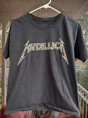 Buy Size XS Womens Metallica T-Shirt Black Leopard Print Graphic Cheetah Logo • 14.41£