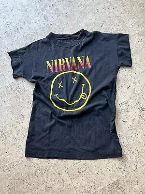 Buy Vintage Early 00s Nirvana Smiley Face T Shirt Medium  • 0.99£