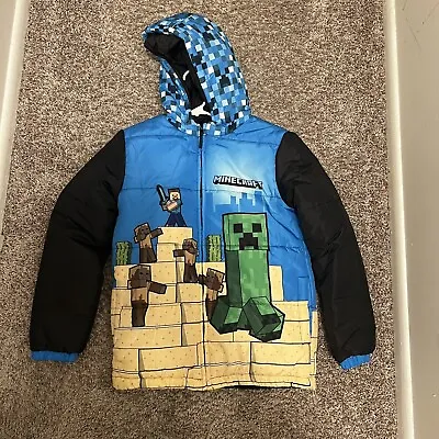 Buy Minecraft Puffer Jacket Boy 14/ 16 Winter Coat Hoodie Kids Creeper Zombie • 28.01£