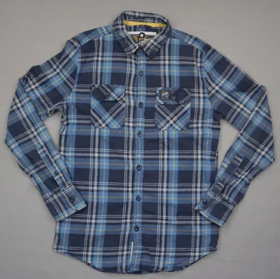 Buy Superdry Lumberjack Twill Flannel Men Shirt Long Sleeve M Button Up Plaid Blue • 19.99£