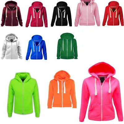 Buy Unisex Plain Fleece Kids Zip Hoodie Girls Boys Uniform Top Sweatshirt 7-14 Years • 8.99£