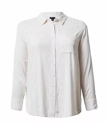 Buy Torrid Rayon Slub Drop Shoulder Button Front Shirt Mushroom Stripe Sz 5X NWT • 23.67£