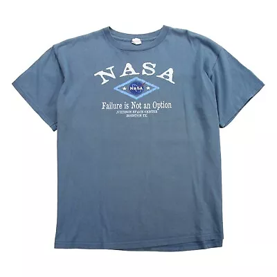 Buy NASA Logo T Shirt Mens Large L Blue Vintage Johnson Space Center Crew Neck Tee • 8.95£