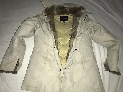 Buy Vintage Bomb Boogie Beige Puffer Jacket Coat Fur Hood - Womens • 38.57£