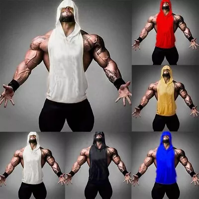 Buy Tank Top Mens Vest Training Gym Breathable T-shirt Cotton Fitness Hoodie • 14.51£