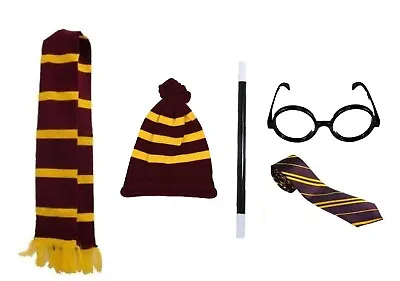 Buy Harry Potter Unisex Yellow Maroon Scarf Fancy Dress Book Week Hat Tie Outfit LOT • 14.99£