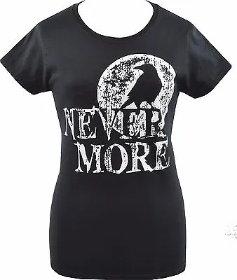 Buy Sale! Ladies Gothic T-shirt Edgar Allan Poe Poet Raven Nevermore Goth Halloween • 9.50£