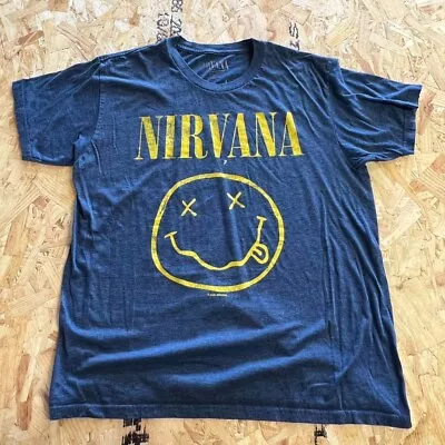 Buy Nirvana T Shirt Large L Blue Mens Graphic Band Music • 8.99£