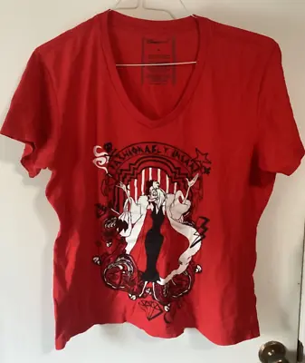 Buy Women's Red Cruella De Vil V-neck Tee XL S/S • 8.52£