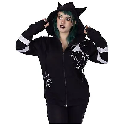 Buy Heartless Moon Cats Hood Ladies Black Goth Emo Punk Alternative • 49.99£