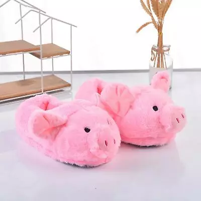 Buy Cute Women Plush Slippers Pink Pig Warm Shoes Thick Bottom Soft Comfortable • 11.84£