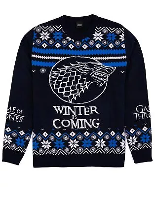 Buy Game Of Thrones Adults Christmas Jumper Mens Blue Knitted Sweater • 32.95£
