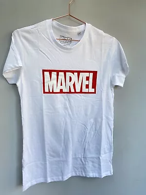 Buy Marvel T Shirt Boys Size Age 14 Extra Small White Logo Tee Unisex Write Out • 5.25£