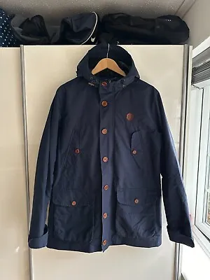 Buy Fred Perry Navy Blue Parka Jacket Size Small/Medium | Coat M Mod Casual Mountain • 39.99£