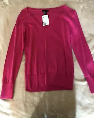 Buy H&M HM Hot Pink Jumper V Neck Size Small New Women Christmas Gift Birthday  • 10£