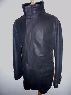 Buy Marks & Spencer Leather Field Jacket Coat Black  Trench Men's Size Medium • 27.99£