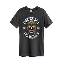 Buy CYPRESS HILL - - Floral Skull Amplified Vintage Charcoal Small T-Shir - J1398z • 26.36£