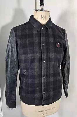 Buy The Kooples Sport Wool Bomber Jacket Mens Medium Cowhide Leather Sleeves Varsity • 80£