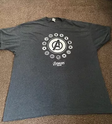 Buy Marvel Avengers Endgame Grey T-shirt 2XL Iron Man, Thor, Hulk Etc Logos • 7£